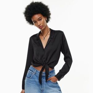 Wilfred Tie-Front Satin Blouse | Aritzia
